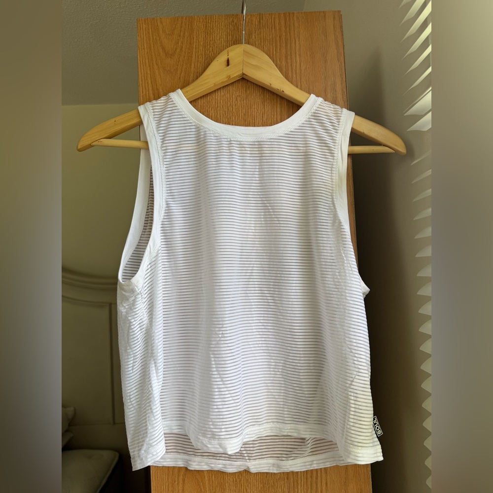 Soul by SoulCycle Sheer Stripe White Tank Top
